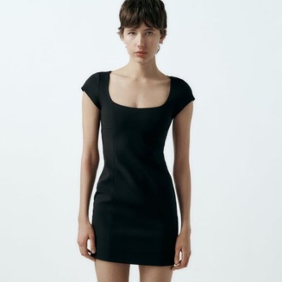 💞Price Drop💞 NEW ZARA WOMENS FITTED MINI SLEEVELESS LITTLE BLACK DRESS XS - Picture 1 of 3